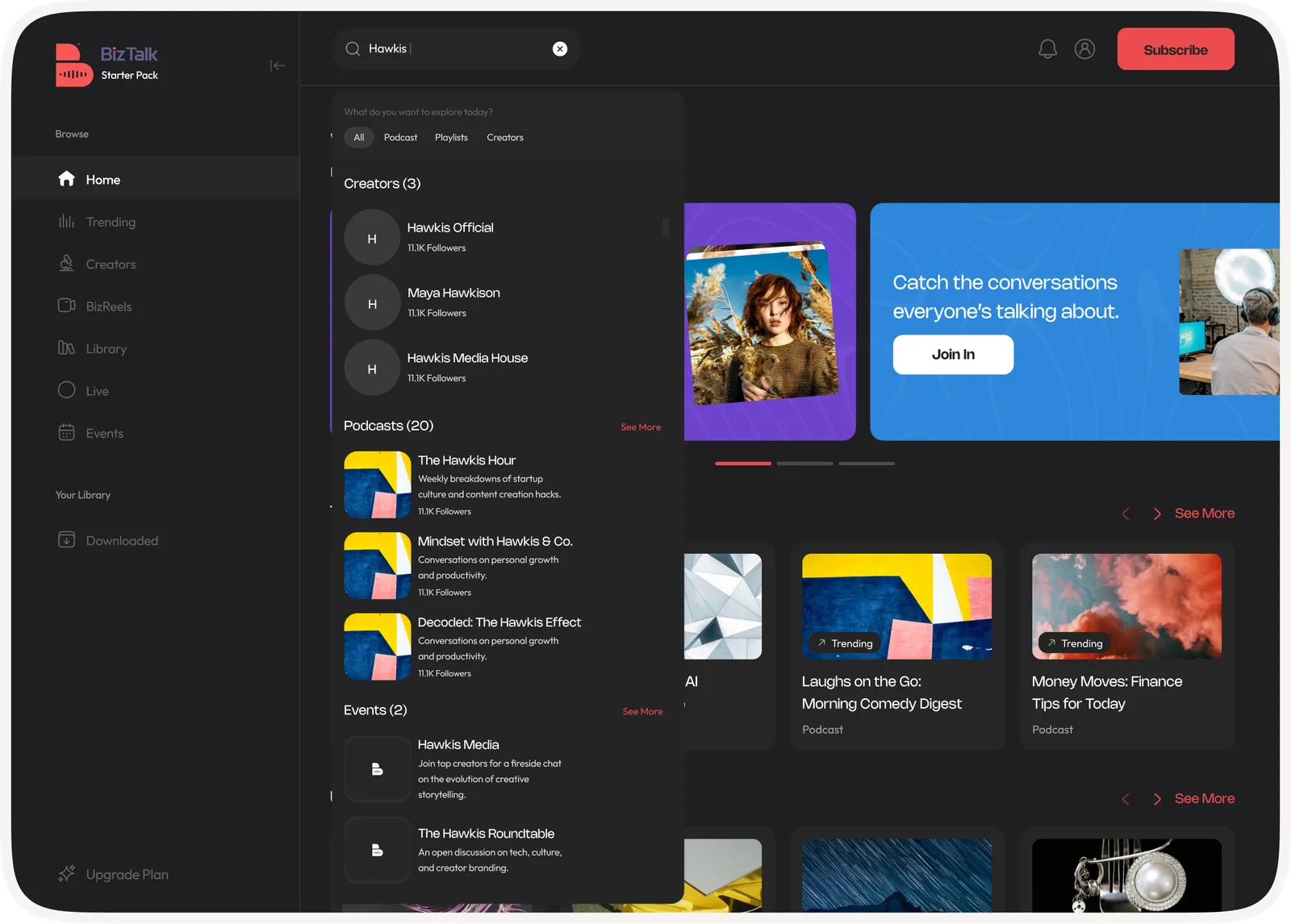 Alternate homepage screenshot