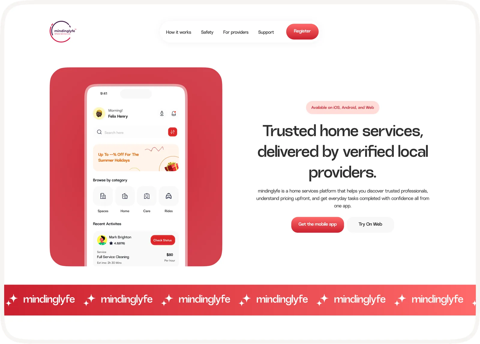 Mindinglyfe landing page screenshot