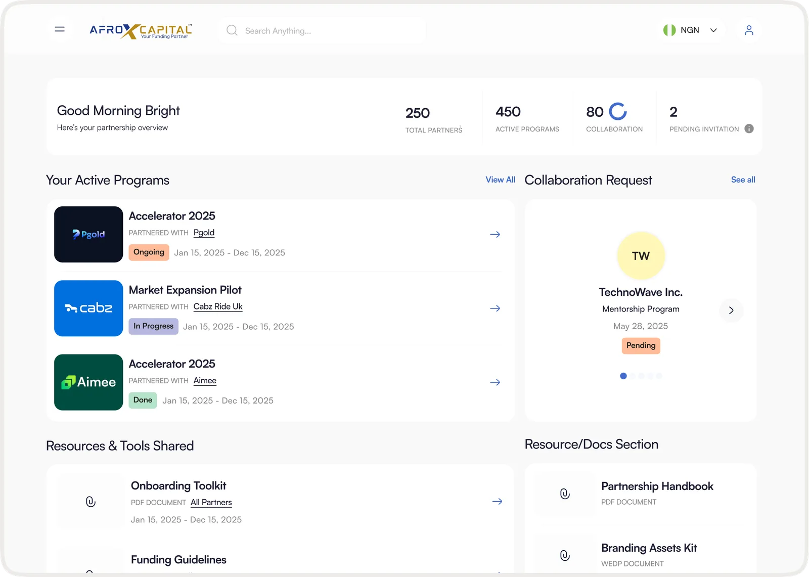 Partnership interface