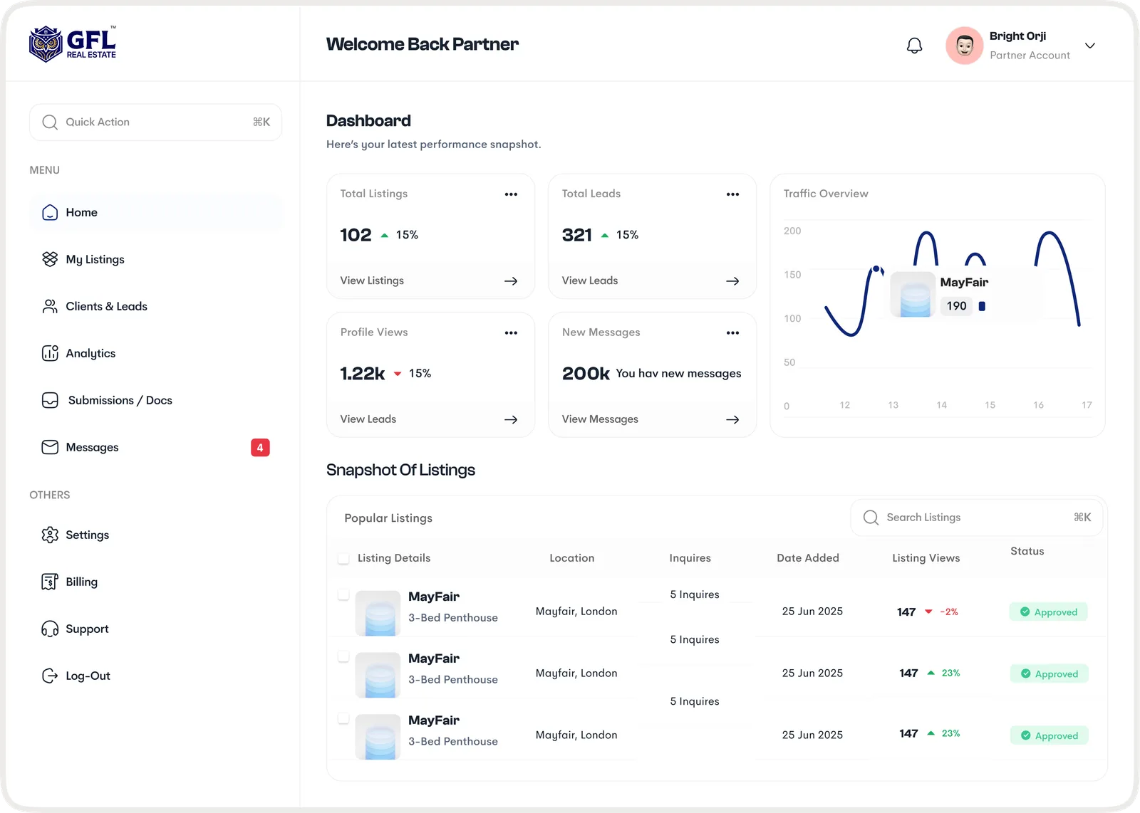 Dashboard home